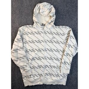 Nike Sportswear Boys XL Hoodie White Grey Geometric Zip Up Sweatshirt Cotton Ble